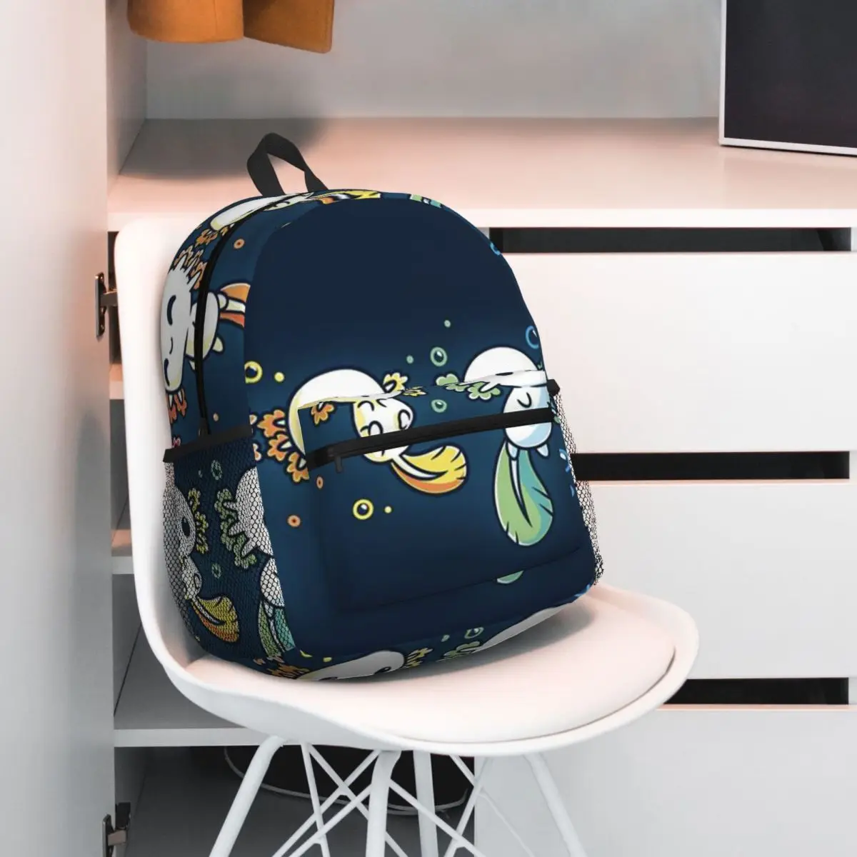 Colorful Axolotl Stacked Together Backpack Daypack Large Capacity Kids BookBag School Bag Shoulder Bags for Men Women