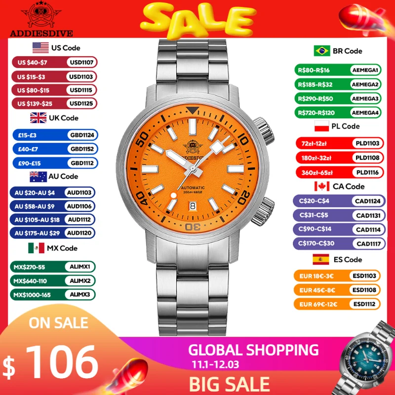 ADDIESDIVE Men Watches 2026 New 42mm Mechanical 8215 Sapphire Automatic Watch 200m Waterproof Luminous Transparent Back Cover