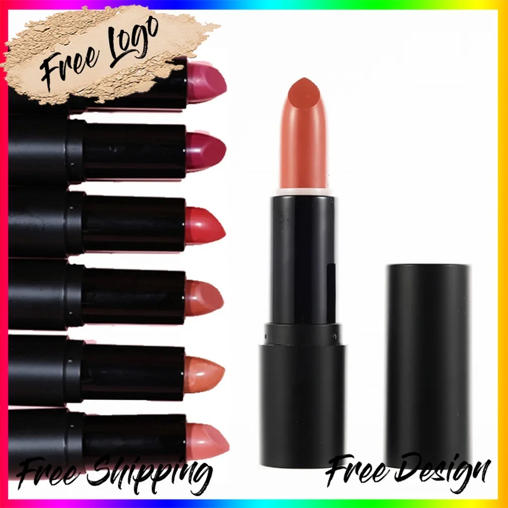 Private Label Lipstick Moisturizer Lips Smooth Long Lasting Waterproof Charming Matte Velvet Black Tube Lip Stick Vegan Makeup