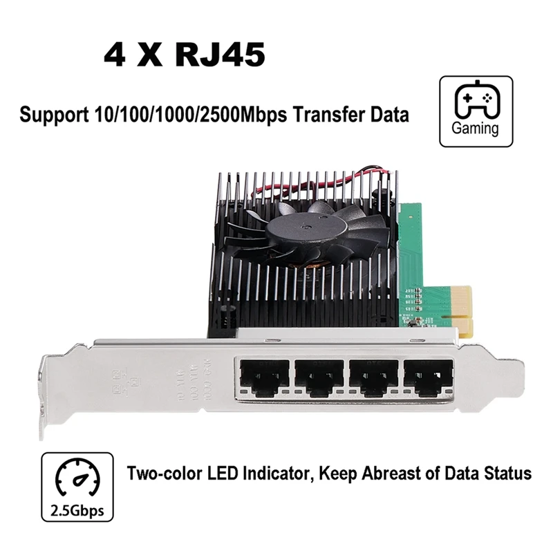 Imagem -04 - Adaptador de Placa de Rede com Portas Adaptador de Rede Gigabit Rj45 Pcie x4 100 1000m 2500mbp Nic Chips I225 Portas 25g