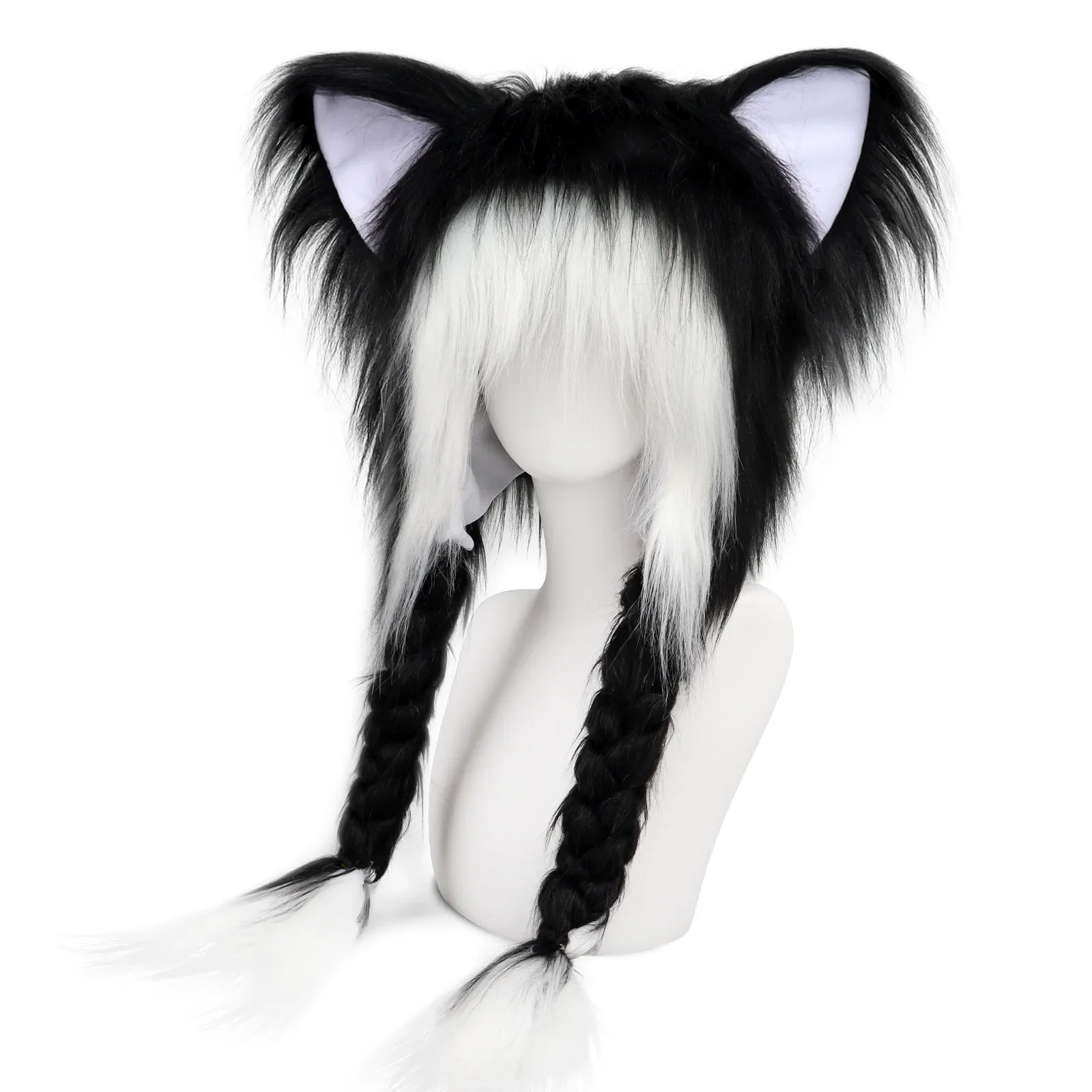Cosplay Cat Ear Plush Hat With Braided Warm Fluffy Earmuffs And Headwear Anime Accessory Hat Girl Gift P2