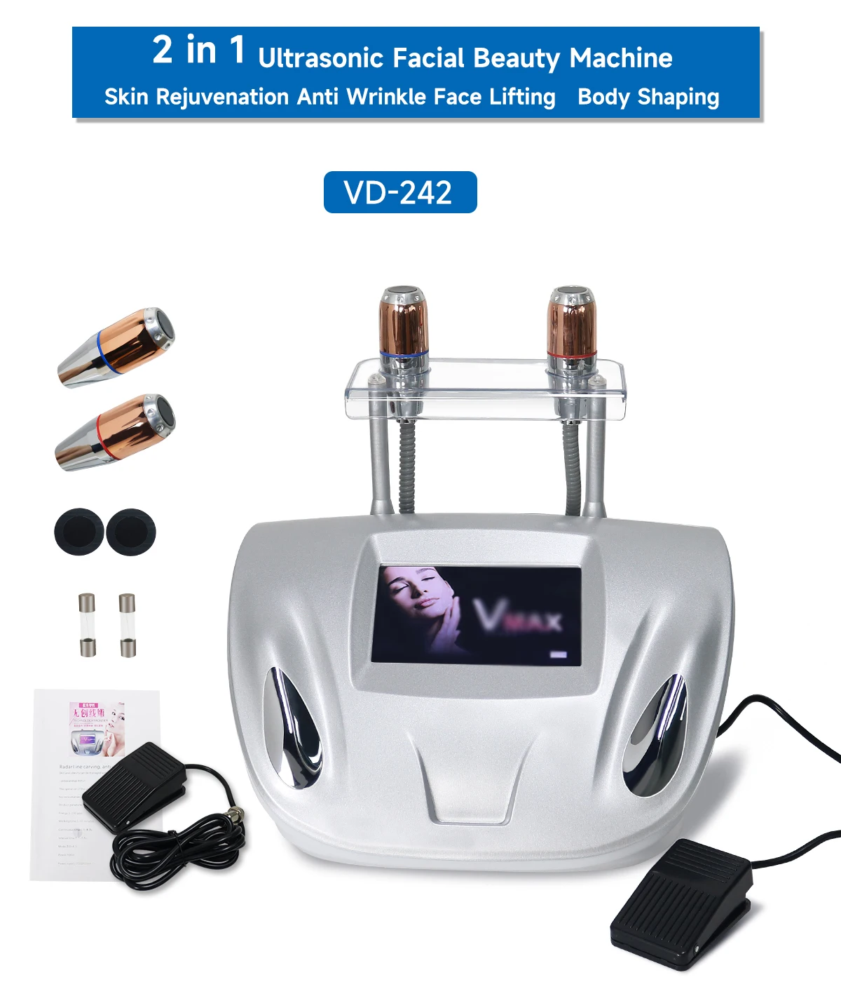 massage visage lifting visage	appareil lifting visage 2 en 1 Machine de beauté du visage à ultrasons rajeunissement de la peau Anti-rides Lifting du visage mise en forme du corps pour appareil de soins de la peau SPA