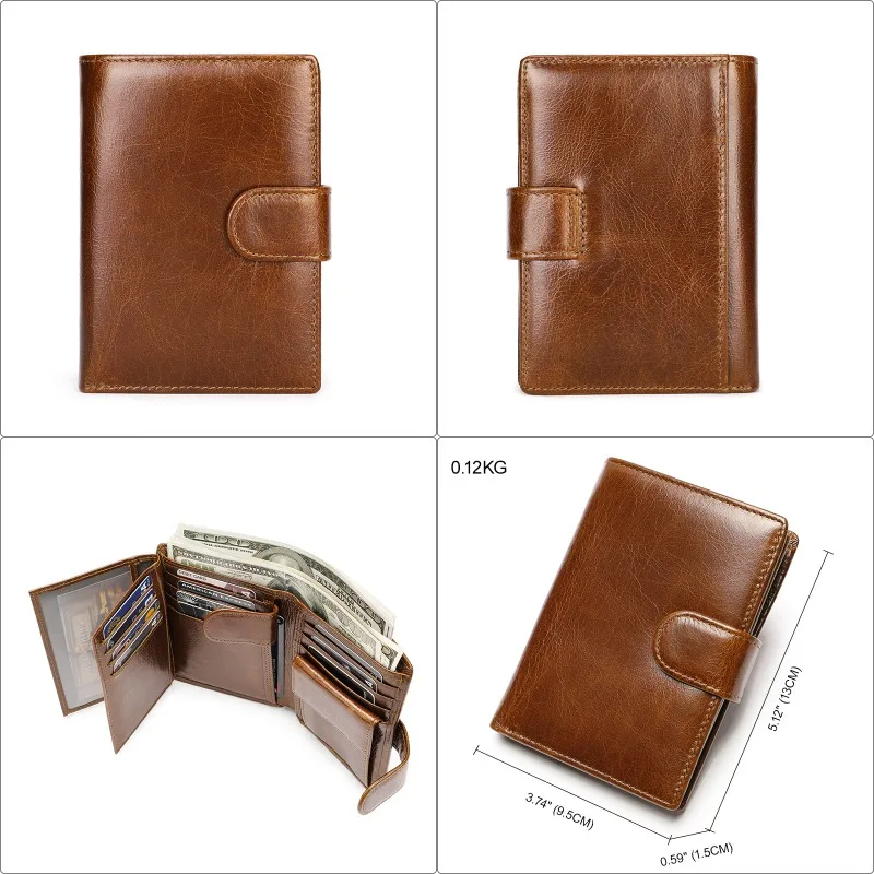 New style leather wallet men's first leather wholesale leather short look at multi-card card package fashion wallet.