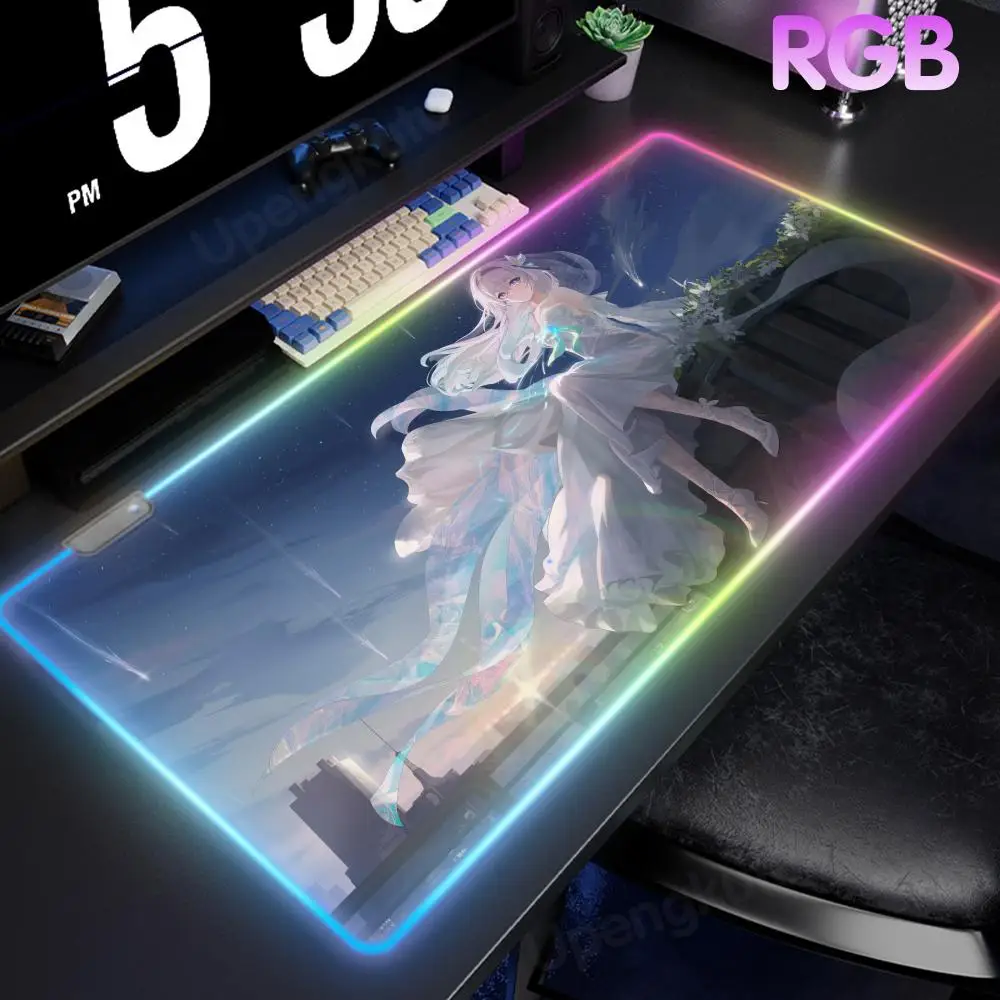 Honkai Star Rail Firefly Mouse Pad RGB Mouse Pad LED Large Large Gaming Compute Gabinete Gamer Pc Gamer Pc Setup Accessories