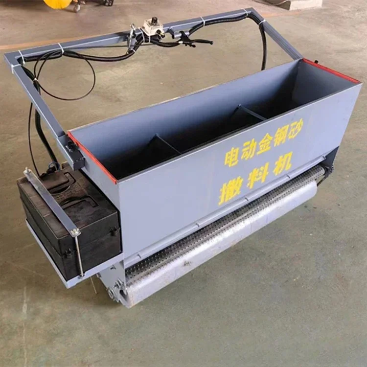 Emery distributing machine, hand-pushed emery distributing machine, electric seat-mounted distributing machine