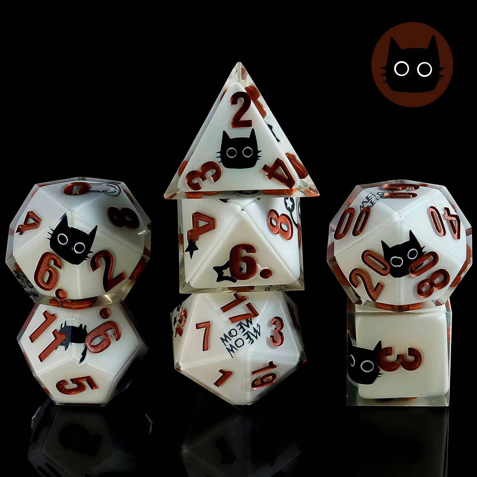 

D N D Dice Set (7-Piece) with Dice Box,Funny Novelty Fun Stuffed Animal Polyhedral Dice Set,Sharp Edge Resin Dice and Dice Box,For Role Playing Game Dungeons and Dragons D&D Dice