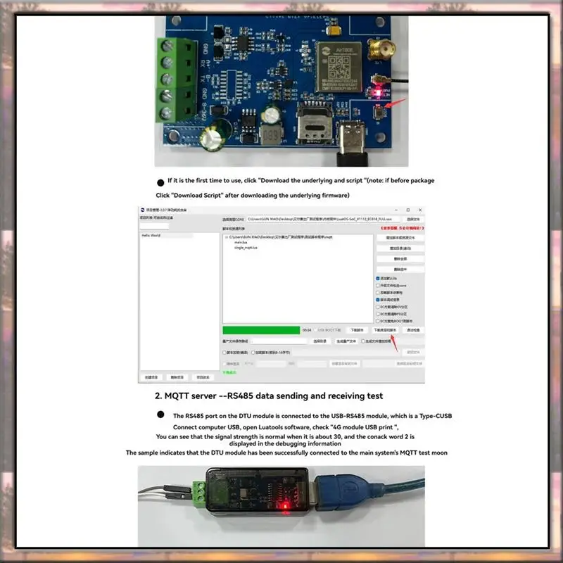 

BAAZ HOT Air780e 4G To RS485 Module Data Transmission DTU Module USB5V/DC8-36V Support AT Firmware And LUATOS Development