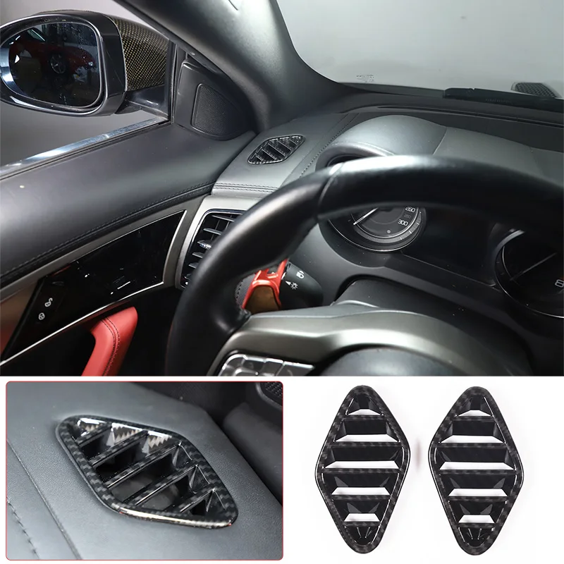 For Jaguar F-TYPE 2013-2026 ABS Carbon Fiber /Black Car Dashboard Air Outlet Frame Sticker Air Outlet Protection Accessories