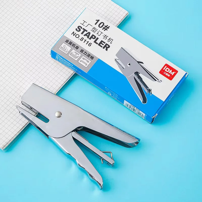 1Set Stapler Genggam Logam Buku Stapler Besar Tanpa Staples Stapler Kertas Staples Gratis Stapler Tanpa Jarum Perlengkapan Sekolah