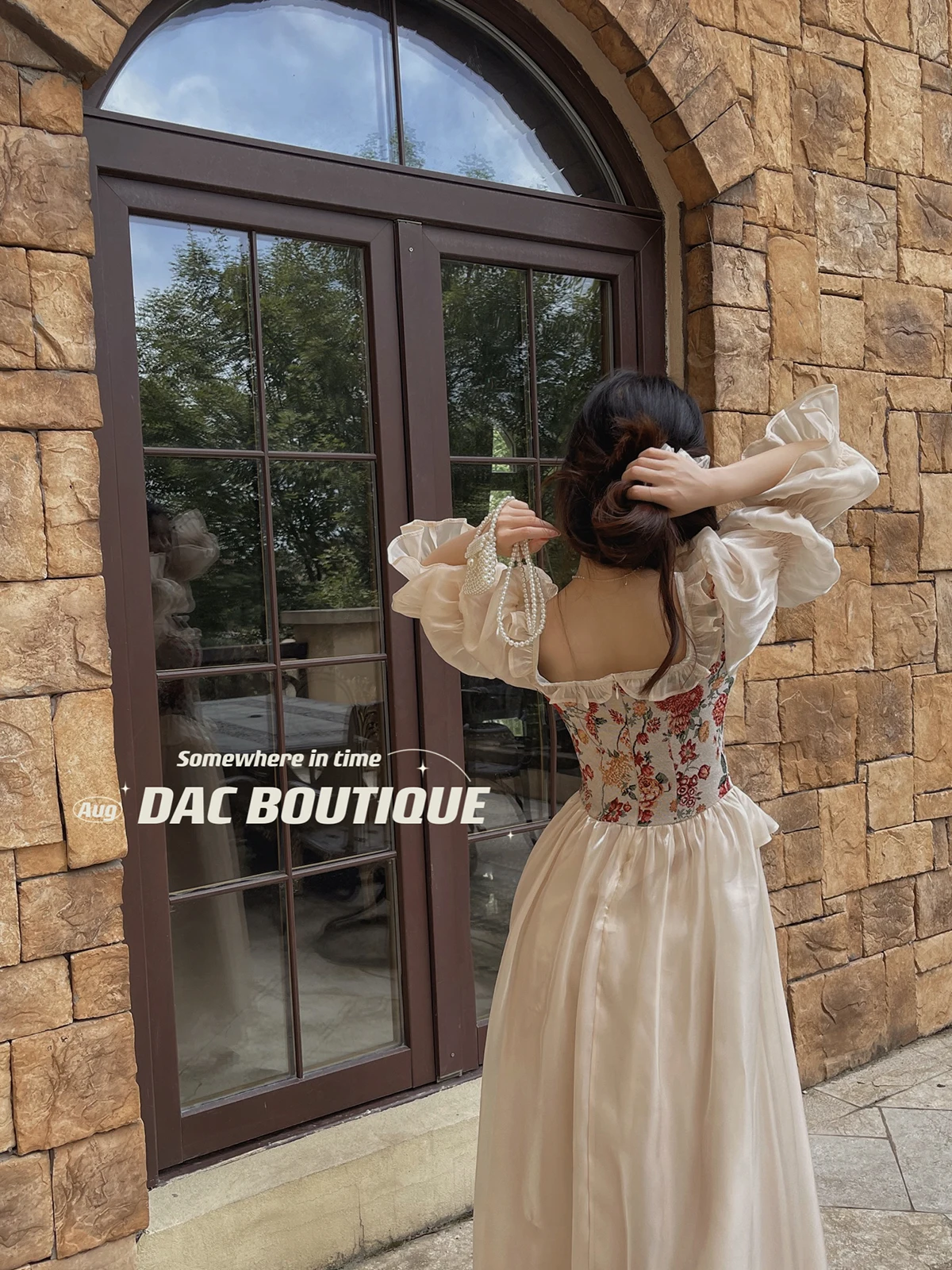 Women European Medieval Retro Court Princress Dress Bubble Sleeve Long Ball Gown Cosplay Costume Vintage Gothic Elegant Skirt