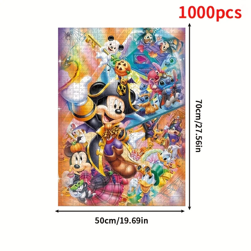 1000 peças mickey & minnie mouse, pato donald, pateta, plutão, figaro quebra-cabeça-jogo oficial de festa de aniversário/natal com vibrante