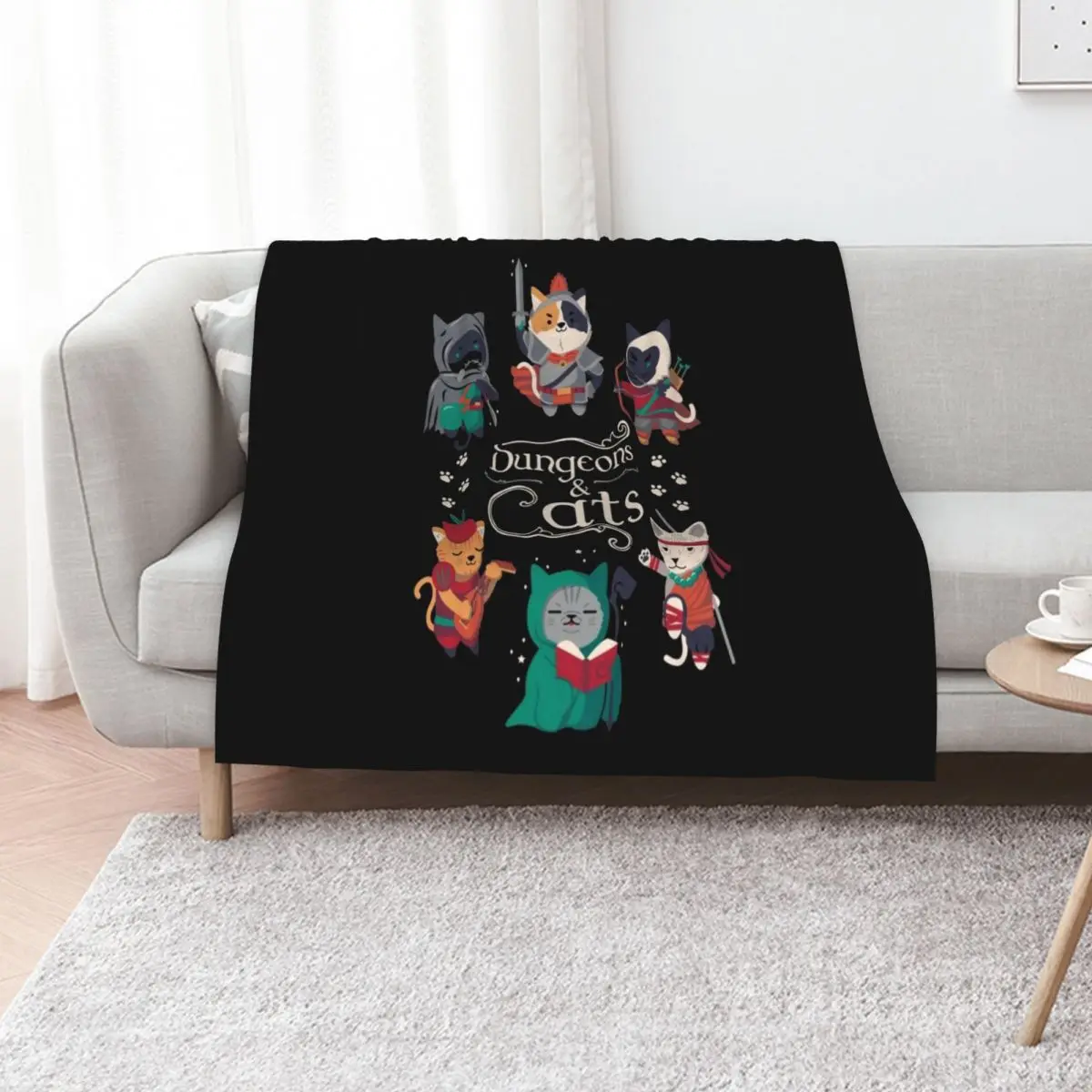 Dungeons and Cats 2.0 Throw Blanket Bed linens Plaid on the sofa heavy to sleep Luxury Throw anime Bed Blankets