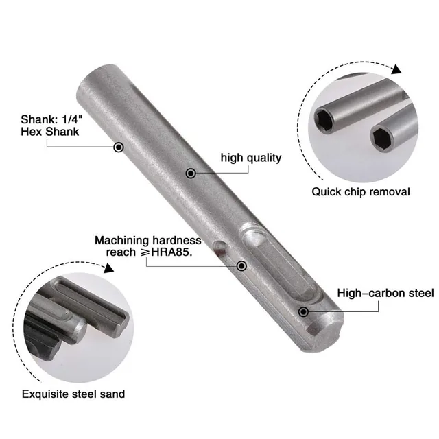 Clearance_Electric Hammer Adapter Power Drill Screwdriver Converter SDS Plus Convert to 1/4 Hex Shank Magnetic Socket Nut Impact 6