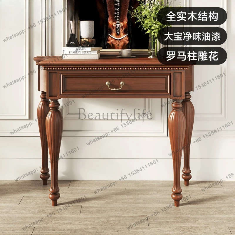 American all-solid wood storage cabinet corridor against the wall European solid wood entrance table