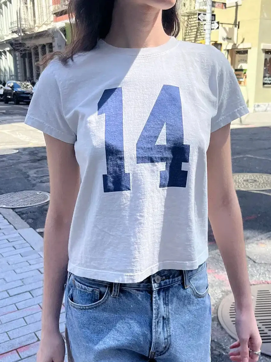 Klasyczny numer graficzny nadruk bawełniane t-shirty damskie letnie miękkie na co dzień luźne koszulki z okrągłym dekoltem i krótkim rękawem Vintage Streetwear Y2K topy