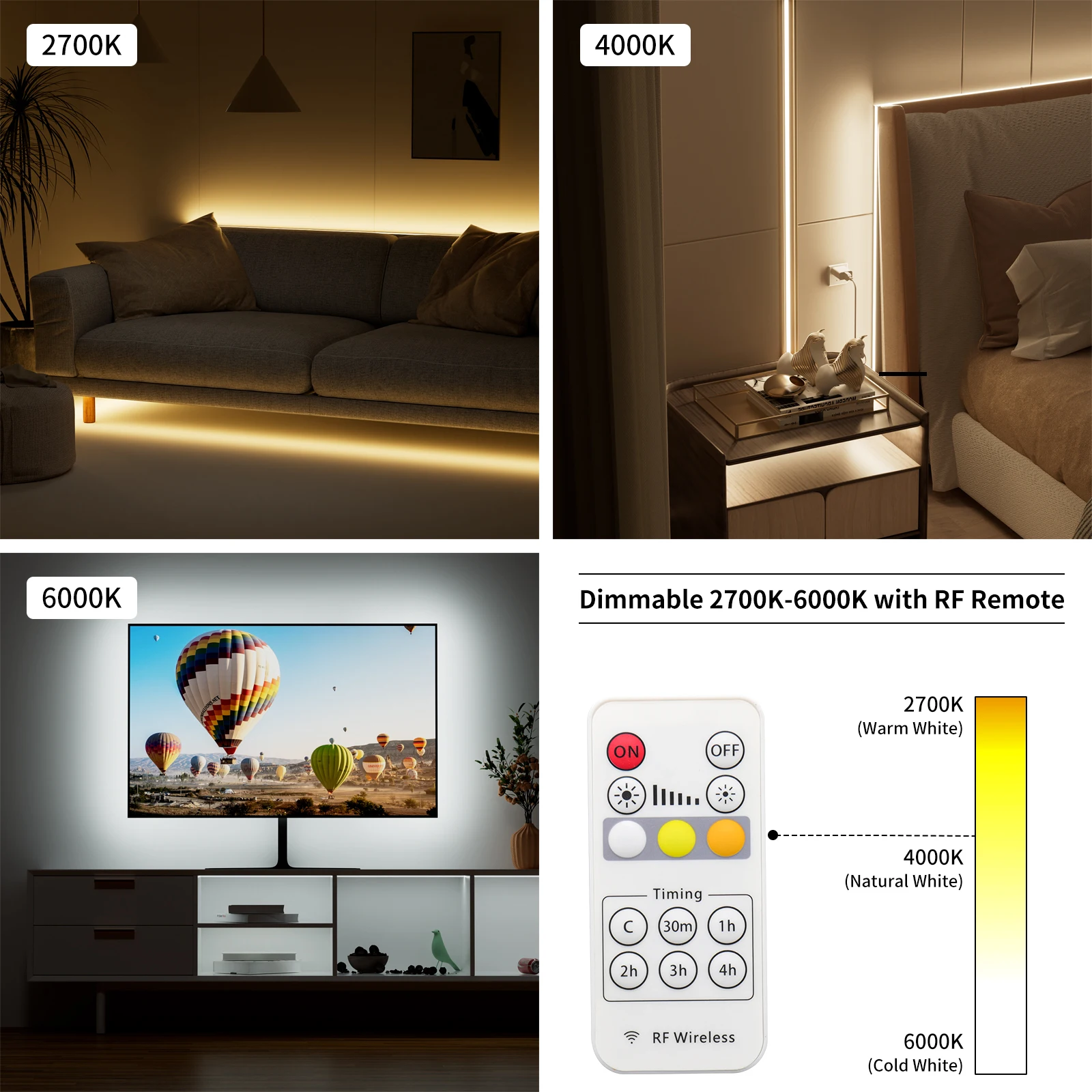 PAUTIX 5V USB COB LED Strip Light CCT sintonizzabile ad alta densità 640 LED/m controllo RF nastro lineare flessibile dimmerabile per retroilluminazione TV