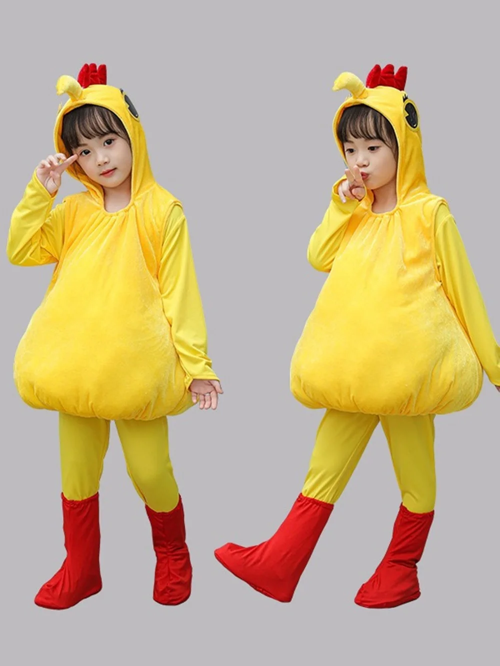 Traje de cosplay amarelo para crianças, Macacão animal, Roupa de Halloween para bebê menina e menino, Conjunto completo para dramatização