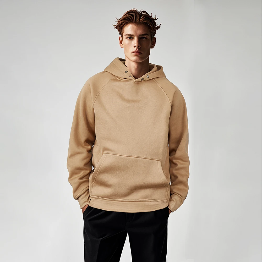 GELITAYIN 2024 Autumn And Winter New Fleece Hoodie American Style Casual Pocket Nail Button Hoodie Warm Solid Color Men's Clothi