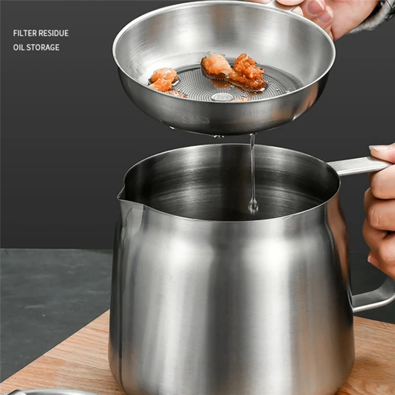 MLGB-Oil Pot,Oil Pot Stainless Steel Large Capacity Oil Fryer And Filter Cup Combo Versatile Oil Filter For Kitchen
