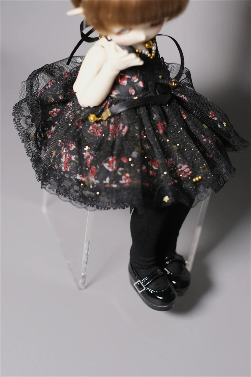 

Обувь для кукол BJD для девочек 1/4 1/6 YOSD Blythe с одной пряжкой, на толстой подошве, с круглым носком, глянцевая черная маленькая кожаная обувь, аксессуары для кукол