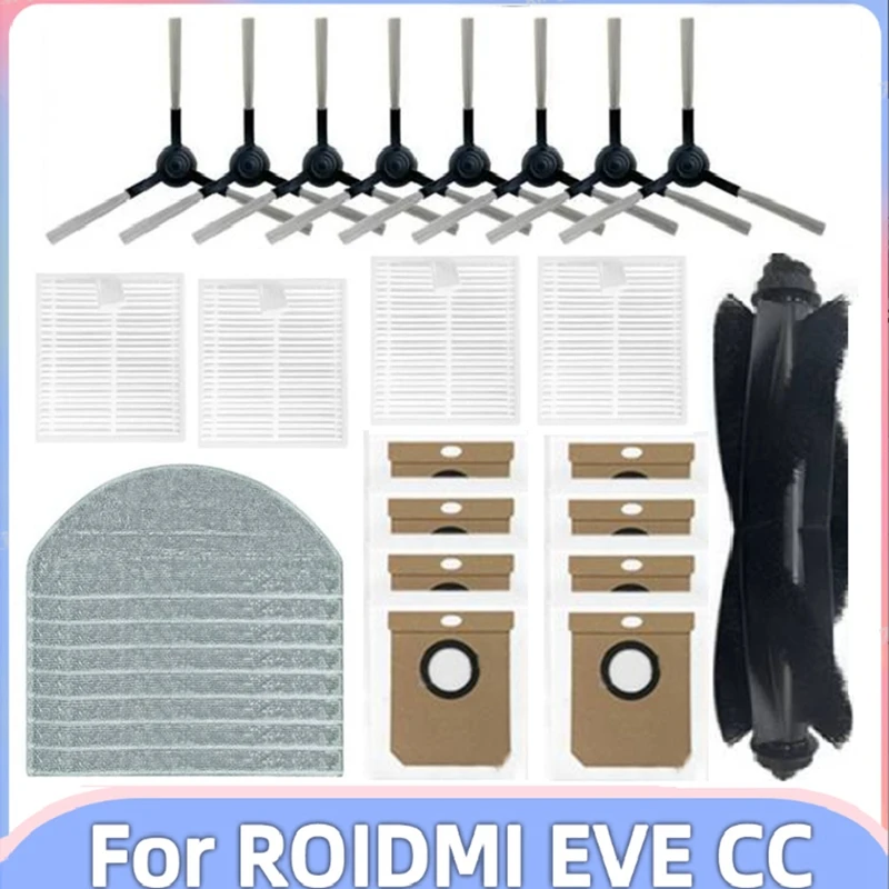 

29PCS For Roidmi Eve CC / SDJ12RM Robot Vacuum Cleaner Main Side Brush Hepa Filter Mop Cloth Dust Bag Replacement Parts