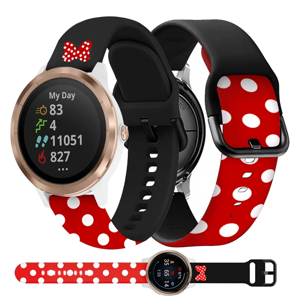 Pasek z nadrukiem do Garmin Vivoactive 3 4 zegarek z branzoletką Venu 2 2s SQ Forerunner 645 silikonowa opaska na rękę 20mm 22mm bransoletka