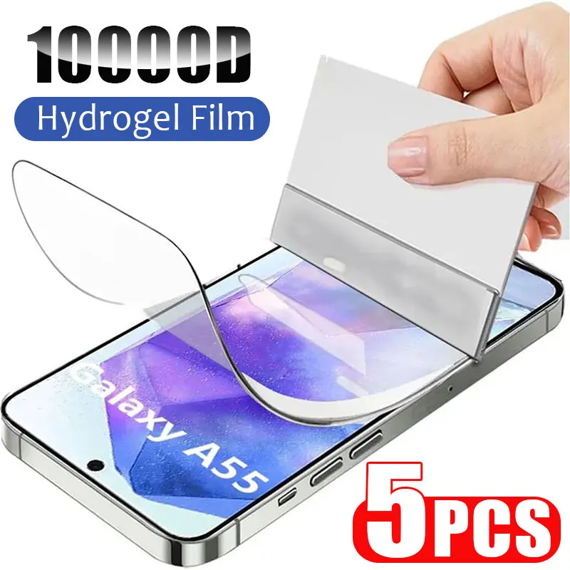 5Pcs Hydrogel Film For Samsung Galaxy S24 S23 S22 S21Plus S20 Ultra Screen Protector For Samsung A05 A15 A25 A35 A04 A14 A34 A54