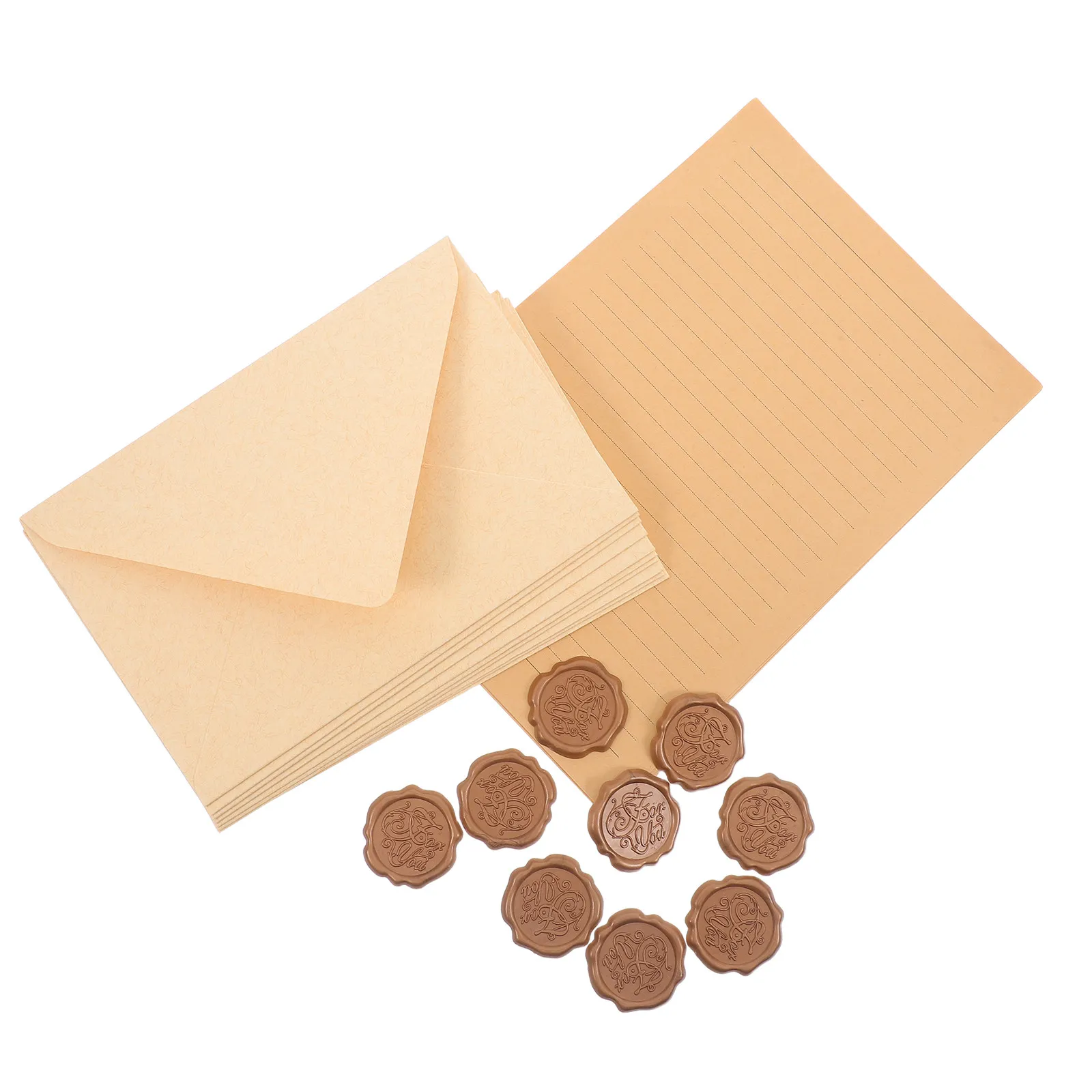 

1Set Vintage Letter Writing Set Elegant Stationery Paper Envelopes Wax Seal Kit Romantic Wedding Invitations Announcement Letter