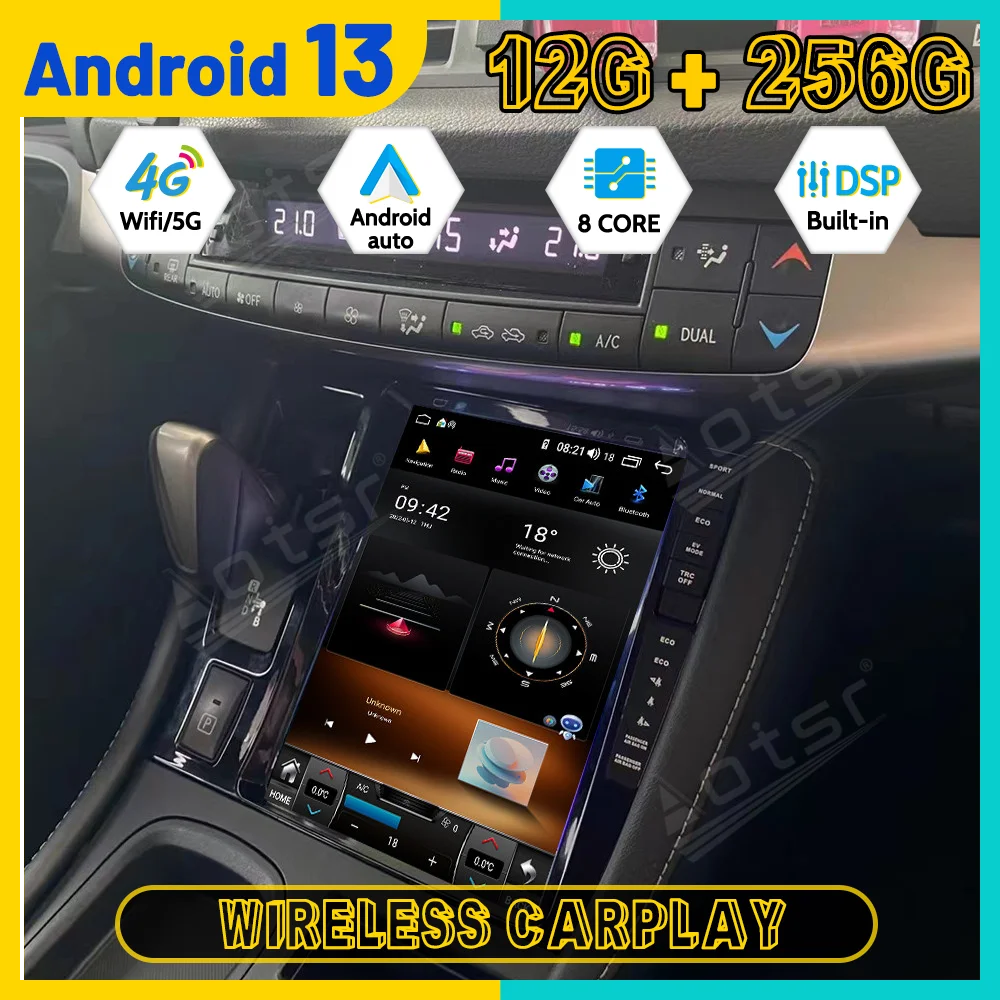 Vertical Car Multimedia Automotive Player For Lexus CT200 2011~2022 Android Auto Carplay GPS Navigation Car Radio Head unit