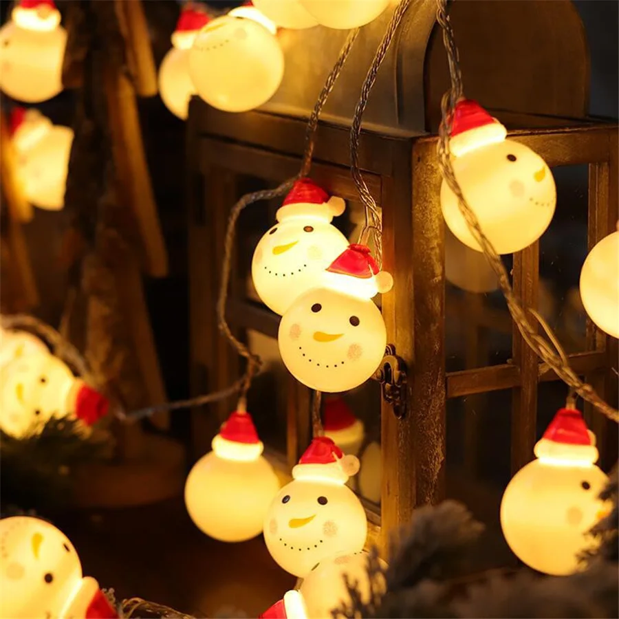 Creative 10/20LED Santa Claus Snowman Fairy String Lights Battery Powered Christmas Garland Lights for Holiday Party Decoration