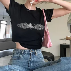 2022 Summer Grunge Fairy Print Short T-Shirt Women Short Sleeve Kawaii Crop Tops Harajuku Emo Tees Sexy Girl Vintage Y2K Tops