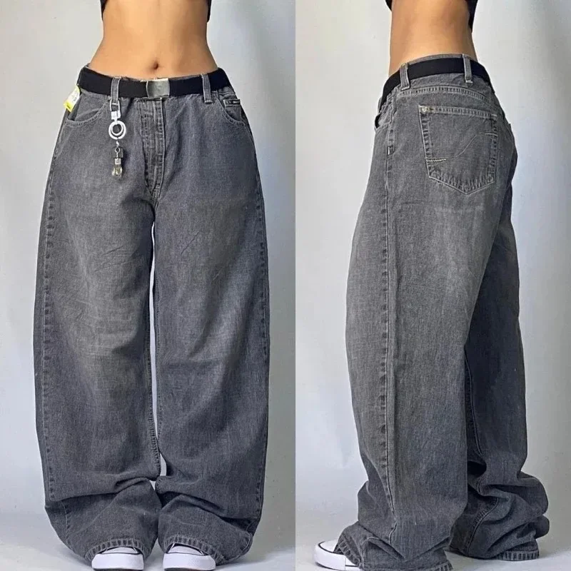 Pantalones vaqueros Vintage para monopatín, Jeans holgados con múltiples bolsillos, cuello arrugado, estilo años 90, Y2K, Harajuku