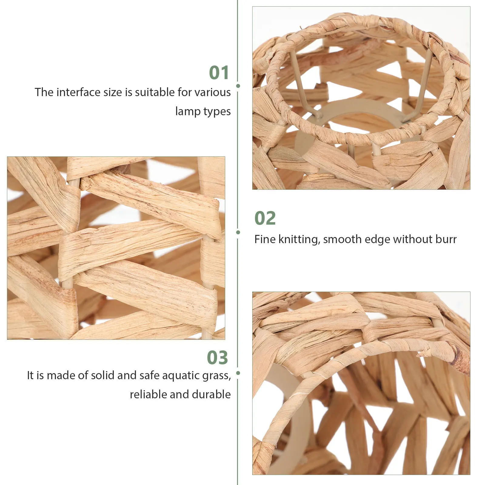 Grass Woven Lampshade Rustic Style Hanging Lamp Cover Natural Light Shade for Living Room Bedroom Hotel Decoration