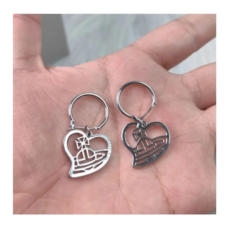 

Steel Flat Hollow Love Saturn Earrings Women's Style Classic Fashion Planet Earrings