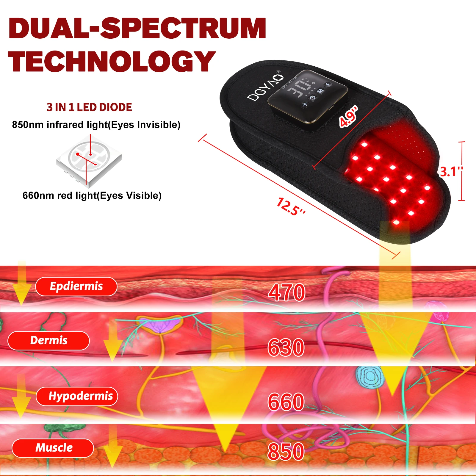 DGYAO LED Infrared Red Light Therapy Socks for Swollen Feet & Nerve Pain