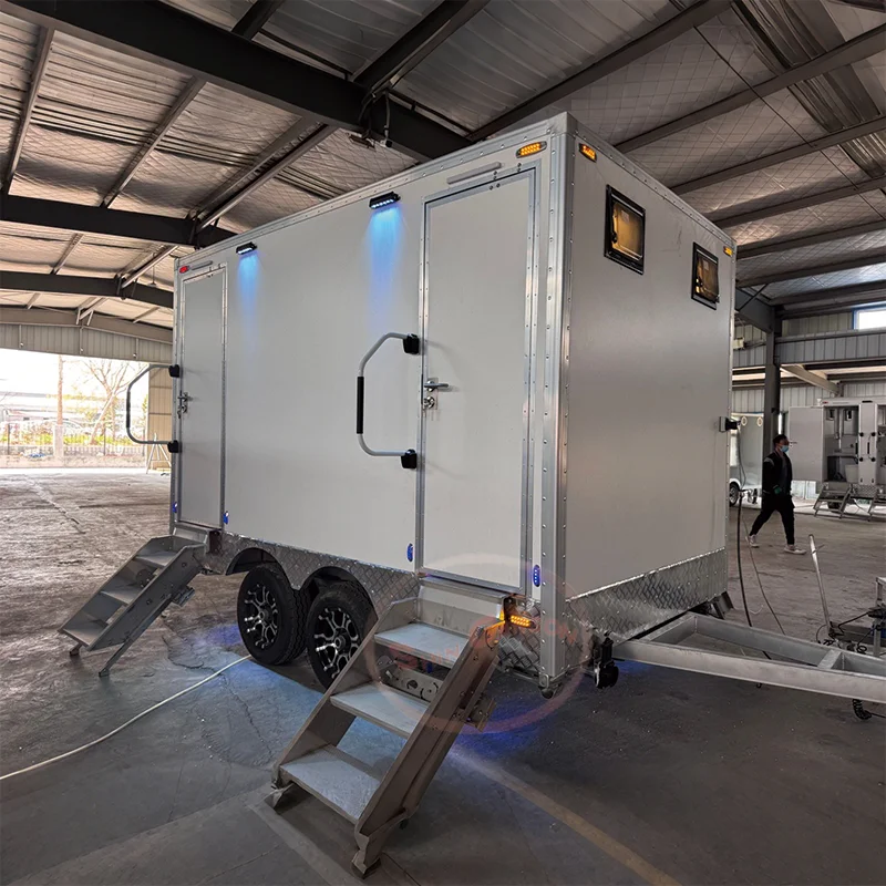 Luxury Portable Restroom Trailer Mobile Toilet And Shower Outdoor Washroom for Camper High-End Bathroom Trailer