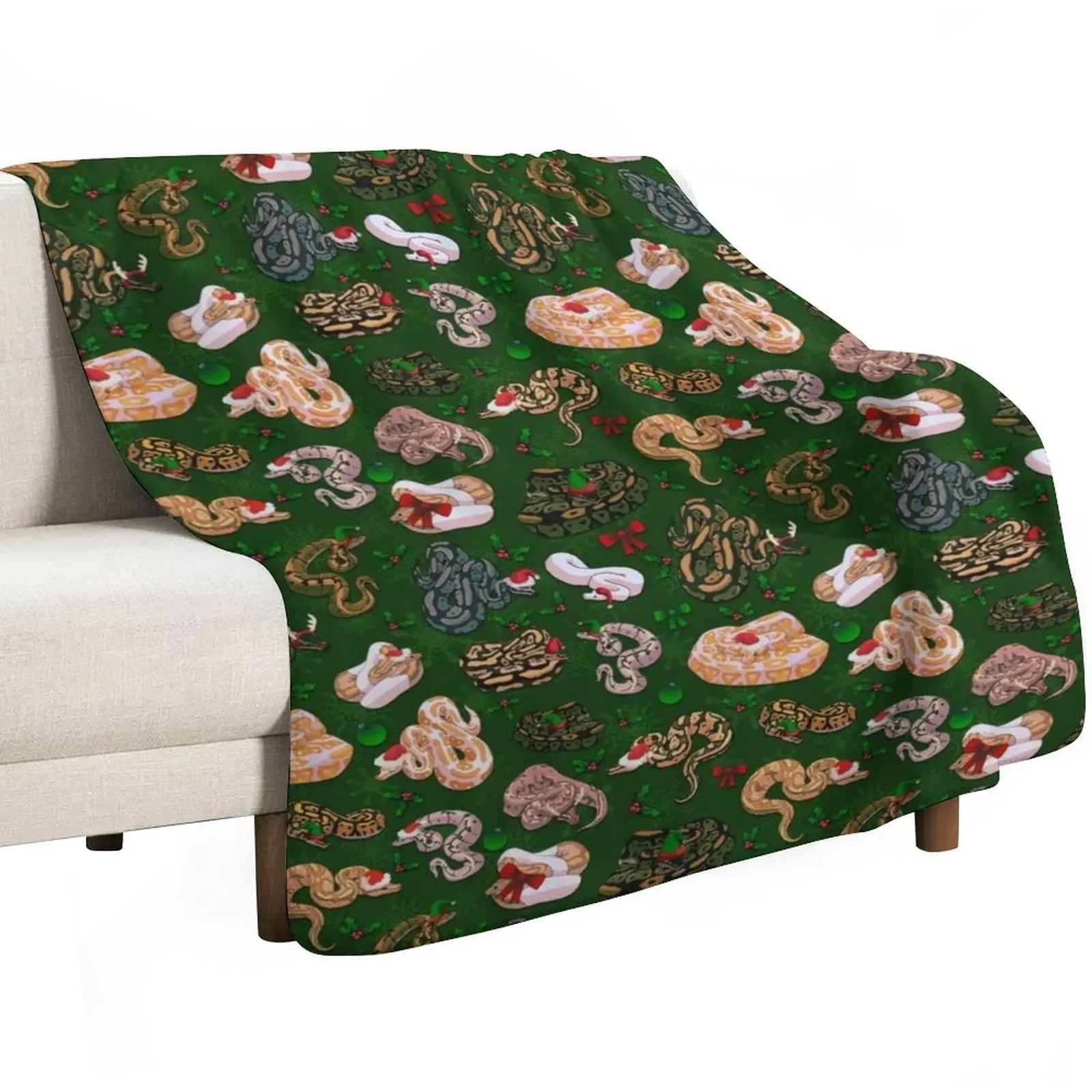 Ball Python Morph XMas Holiday Throw Blanket Single Thermal Sofas Giant Sofa Luxury Designer Luxury Brand Blankets