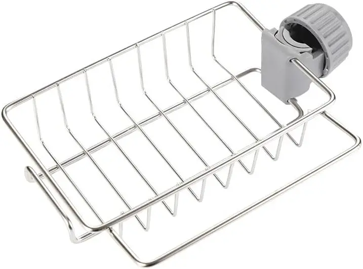 Sponge Holder Stainless Steel Faucet Rack, Hanging Sink Organizer for Scrubbers Suitable for Kitchen Sink, Bathroom Sink Storage