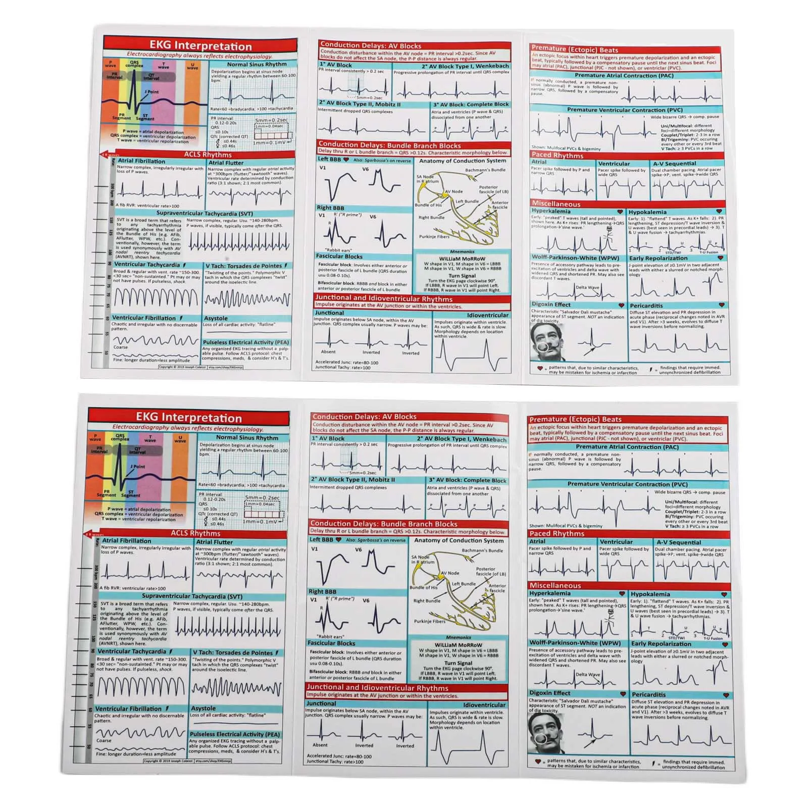 Horizontal And Vertical Layout Pocket Card For ECG Interpretation Guide With ACLS Analysis Reference Tool For Pro