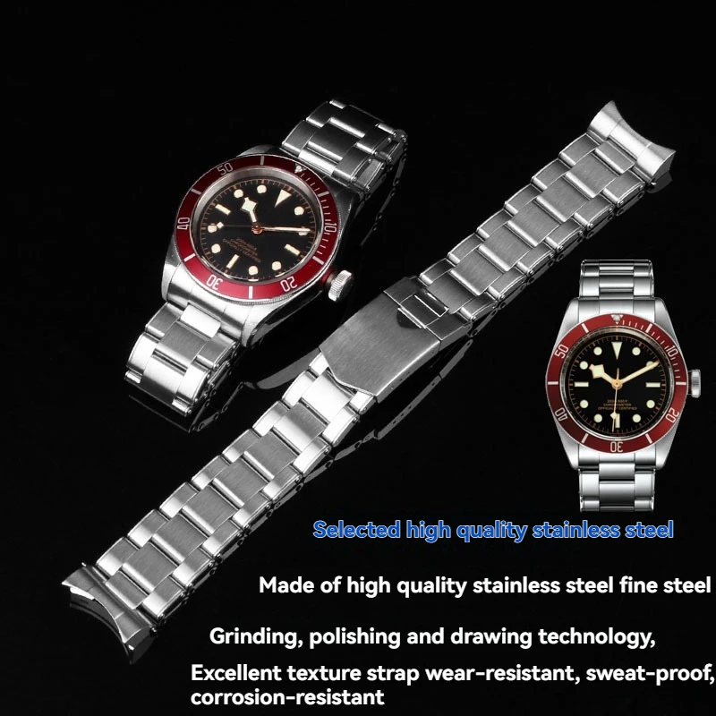 Para tudor black bay m79363n pulseira de relógio 20mm 22mm sólido 316l aço inoxidável rebite pulseira masculina à prova dwaterproof água substituição cinta