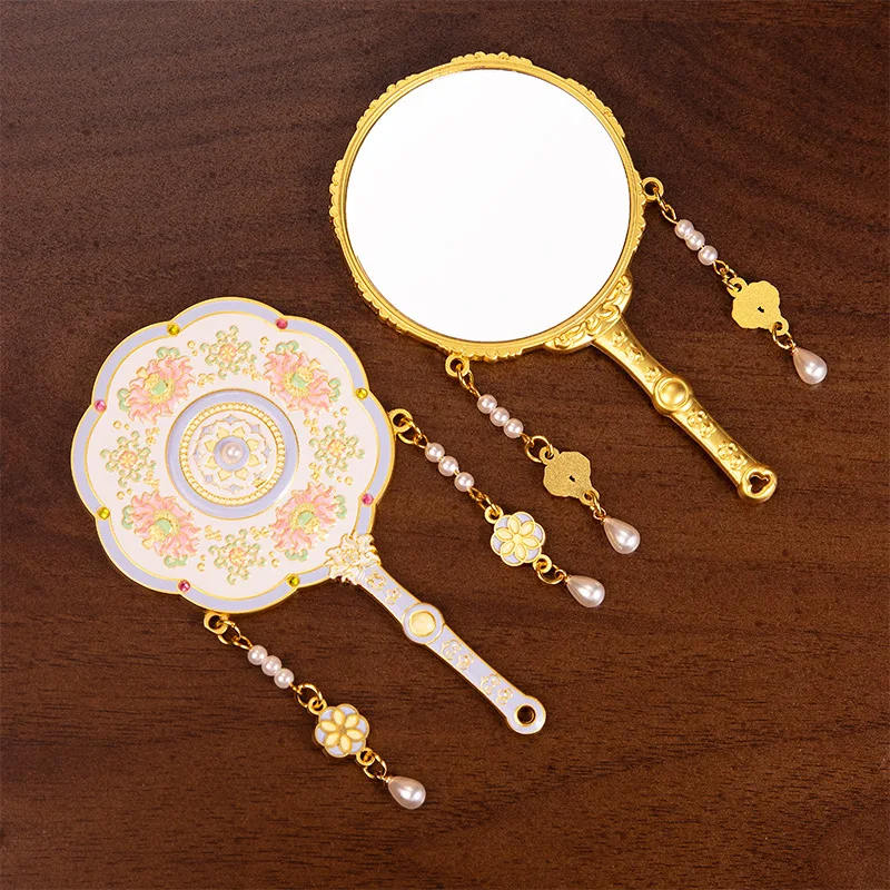 Chinese Forbidden City Flower Beauty Makeup Mirror National Style Ancient Style Court Carry Handheld Makeup Mirror