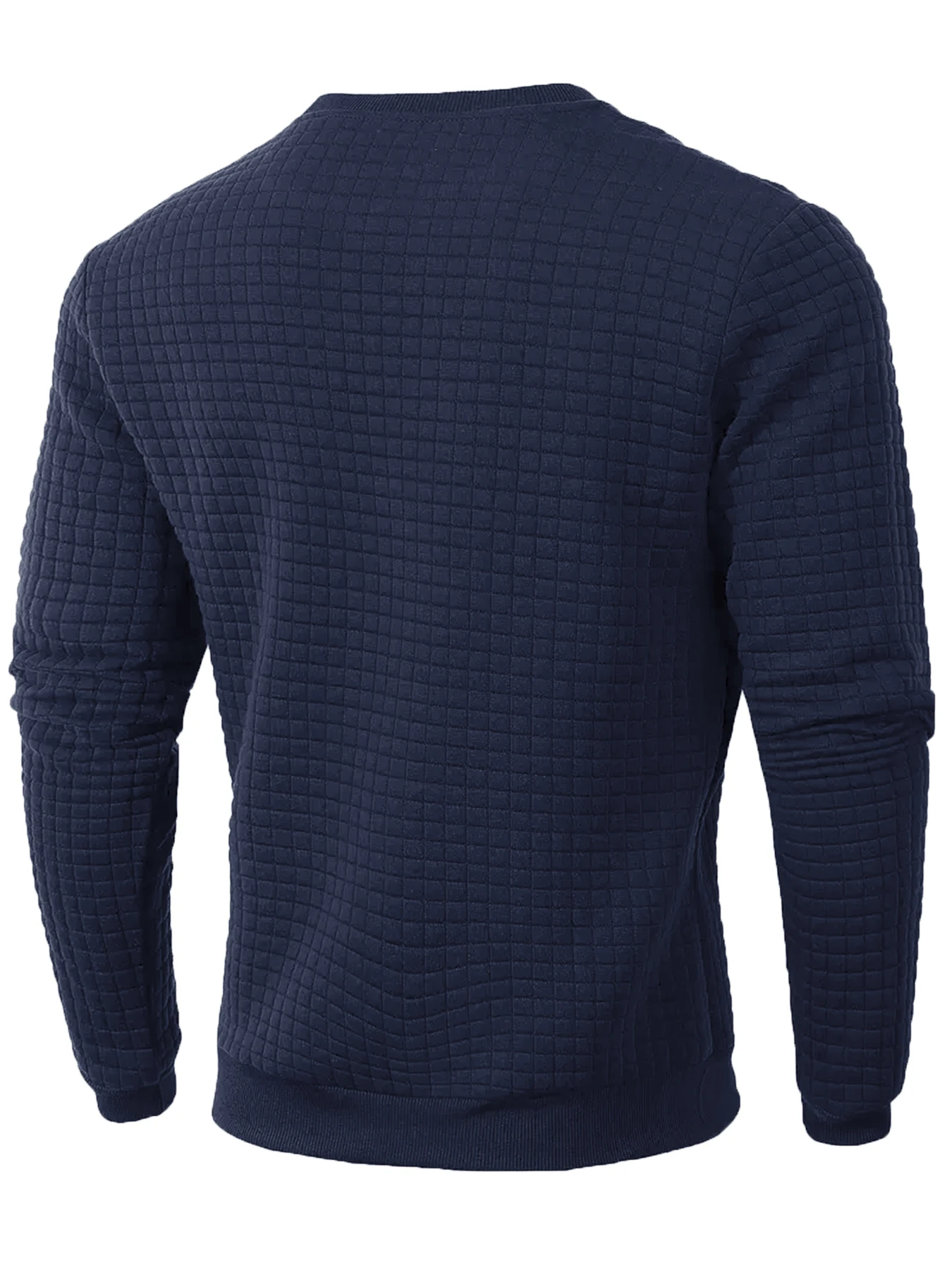 Spring Fall Men's Crew Neck Sweatshirt Waffle Knit Texture Soft Skin Friendly Fabric Long Sleeve Casual Daily Wear