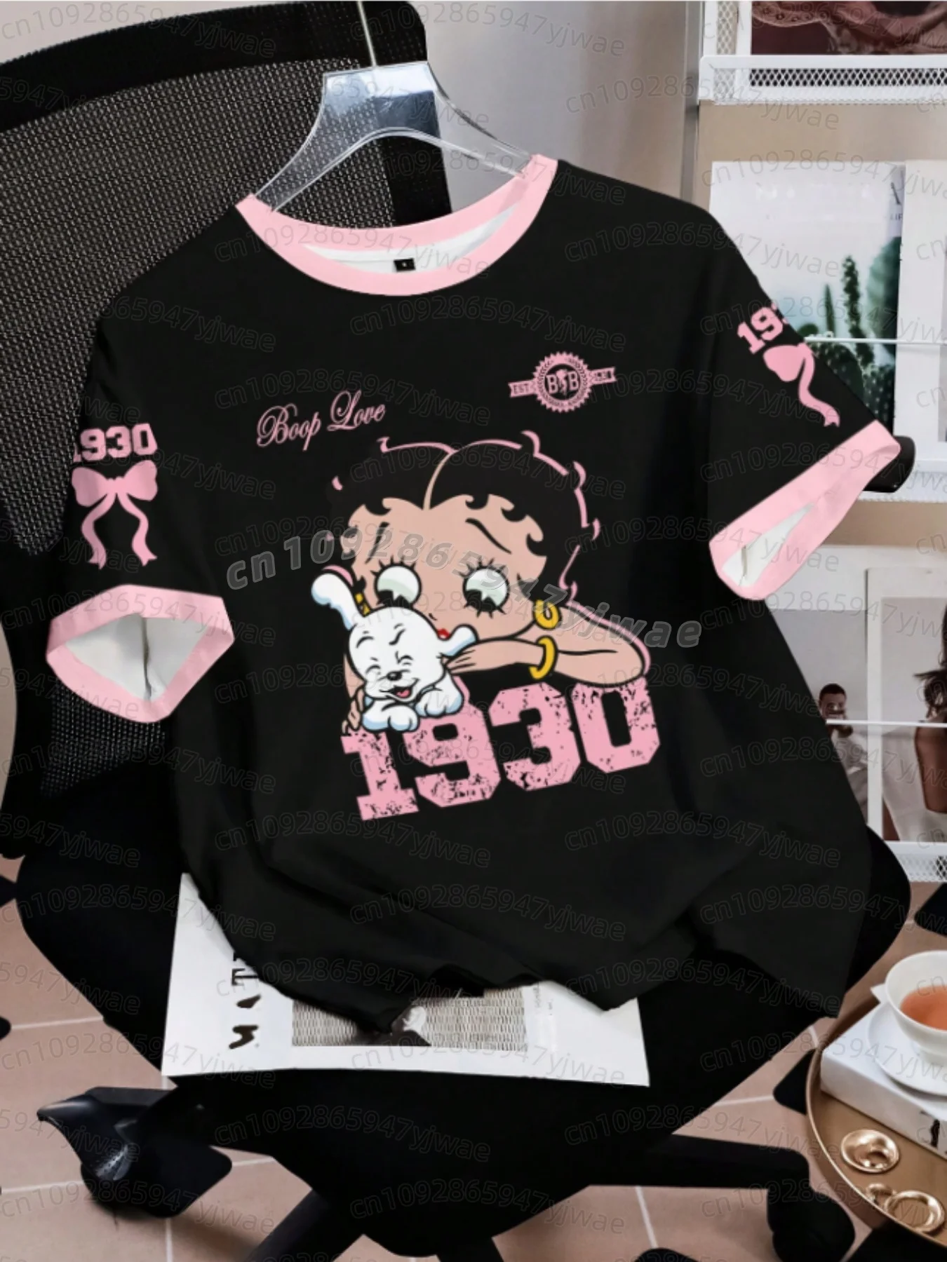 2026 SOMMER Cartoon Betty Boop Print Herren Damen Kurzarm T-Shirt Lässiger 3D-Druck Sommer MÄNNER FRAUEN Sport Tops T-Shirt Tee – Detail 4