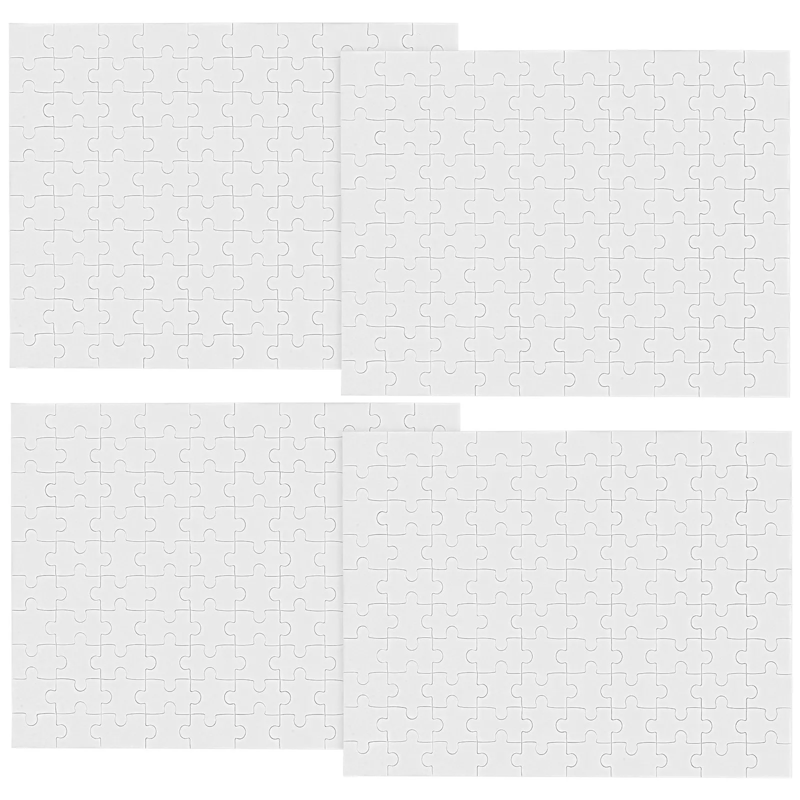 

4 Sheets Blank Puzzles for Drawing DIY Puzzle Pieces Kids Creative Craft Supplies Educational Wood Paper Jigsaw Learning Game