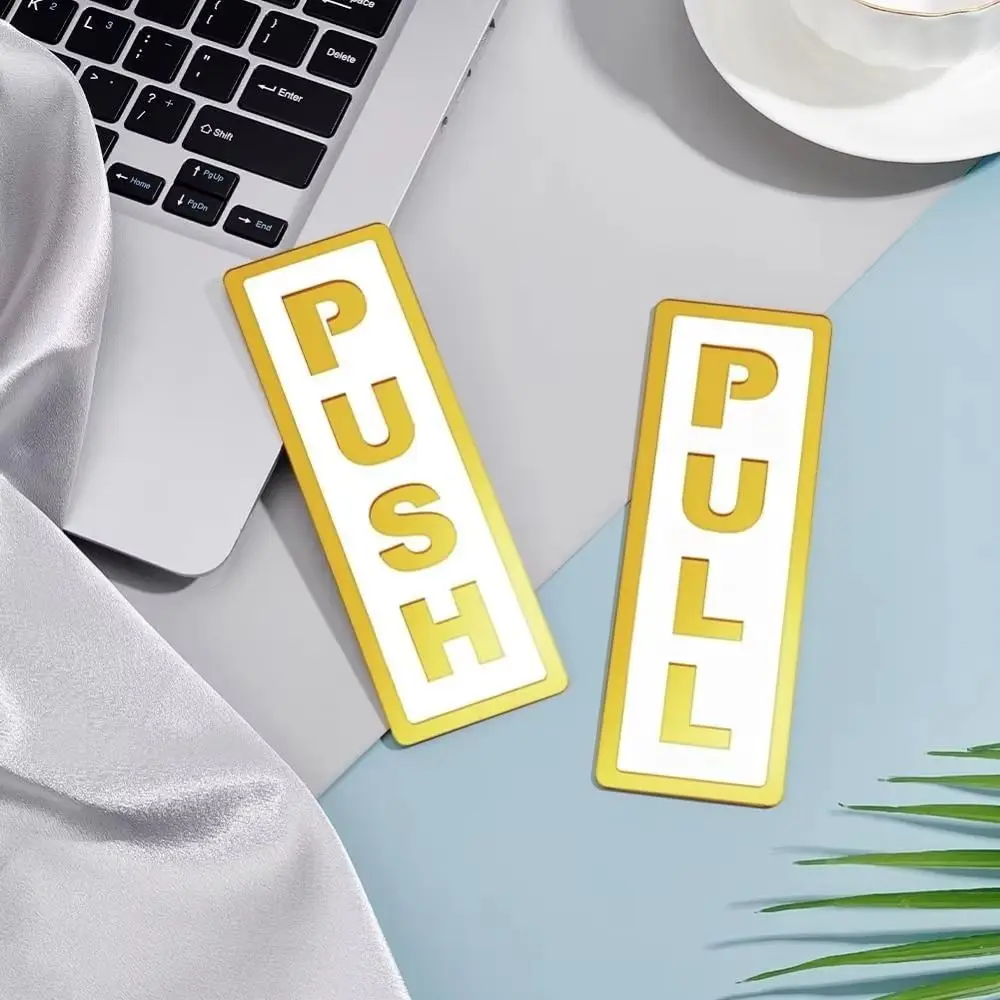 2Pcs Creative Push&Pull Window Door Sticker 3D Acrylic Sliding Door Logo Easy Clean Double Layer Push Pull Door Sign