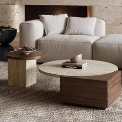 Tunnel Stone Size Round Coffee Table Wabi-Sabi Light Luxury Creative Side Table Combination Living Room Mesas De Cafe New