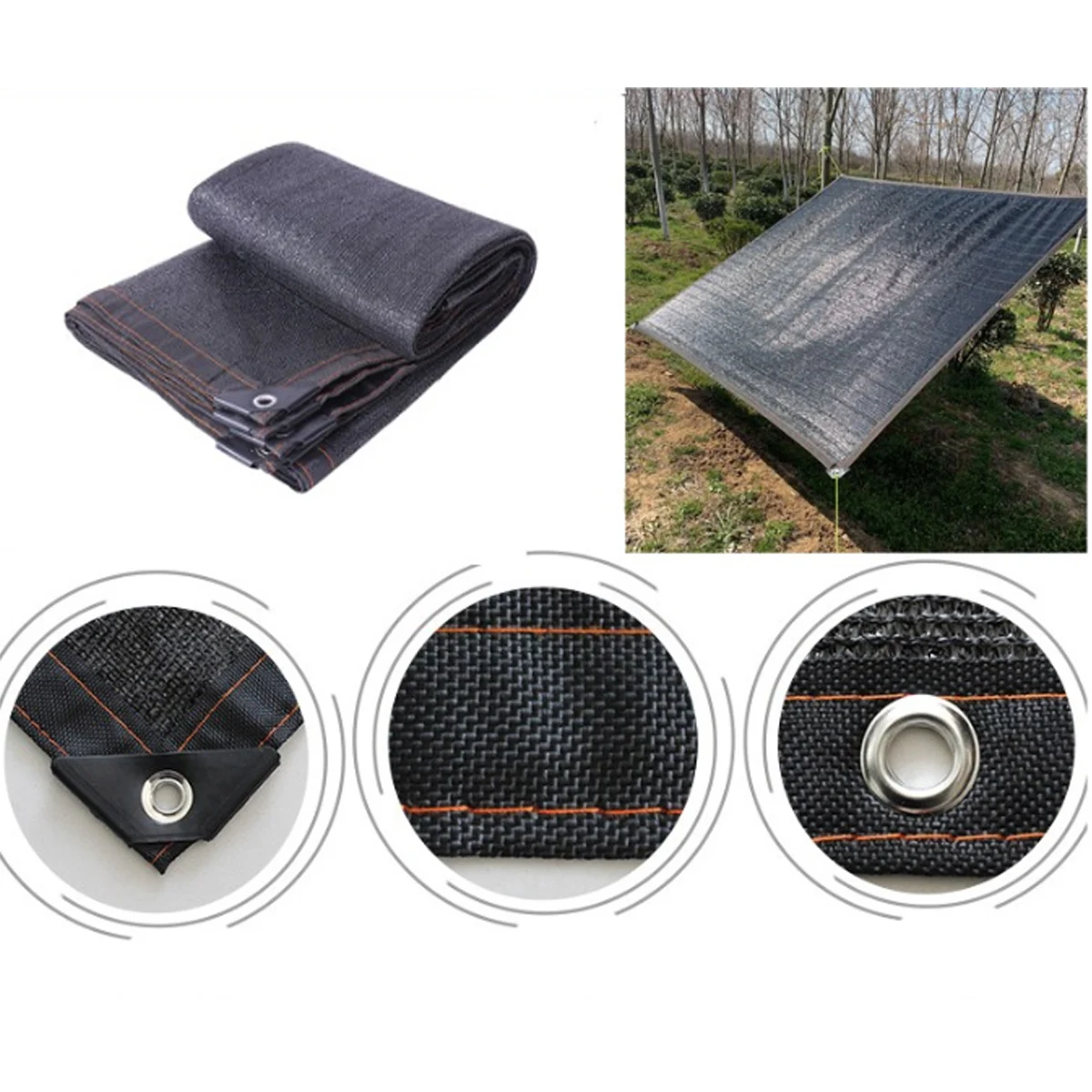 

4X6M Black Shade Cloth Sunblock Mesh Cover Taped Edge With Grommets Sun Net For Pergola, Plants Greenhouse Gardens Patio Canopy