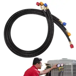 Rubber Hose Material R410A 1/4'' SAE Charging Hose Set HVAC Air Condition Refrigerant Charging Hoses 4000psi burst/800psi Max
