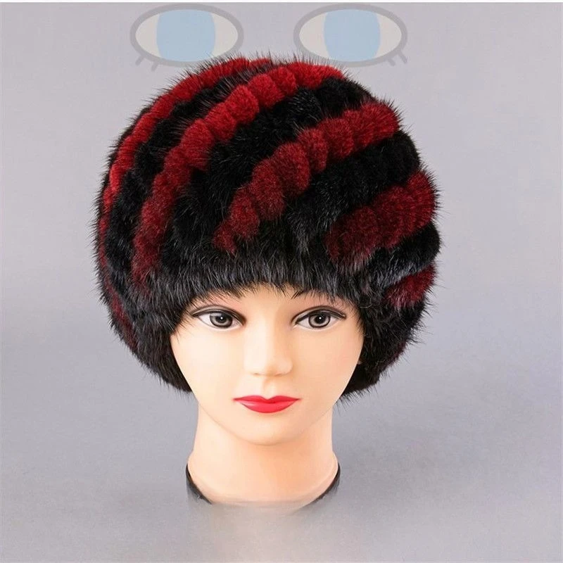 

Шапки из натурального норкового меха, женские зимние утепленные толстые защитные наушники, двухслойная шапка, шапочки, красные, черные модные шапки, уличная походная кепка