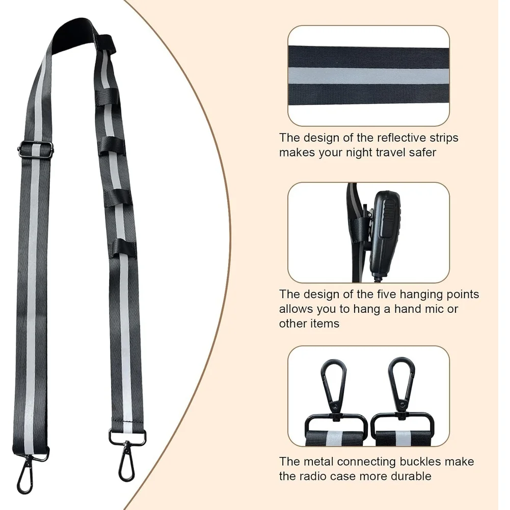 For Two Radio Adjustable Strap with Reflective Safety Banding Anti Sway Performance and Sturdy Metal Buckles for Heavy Duty Use